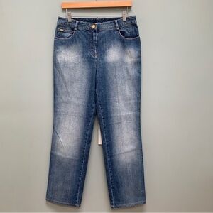 St. John Straight Leg Embellished Blue Jeans 8